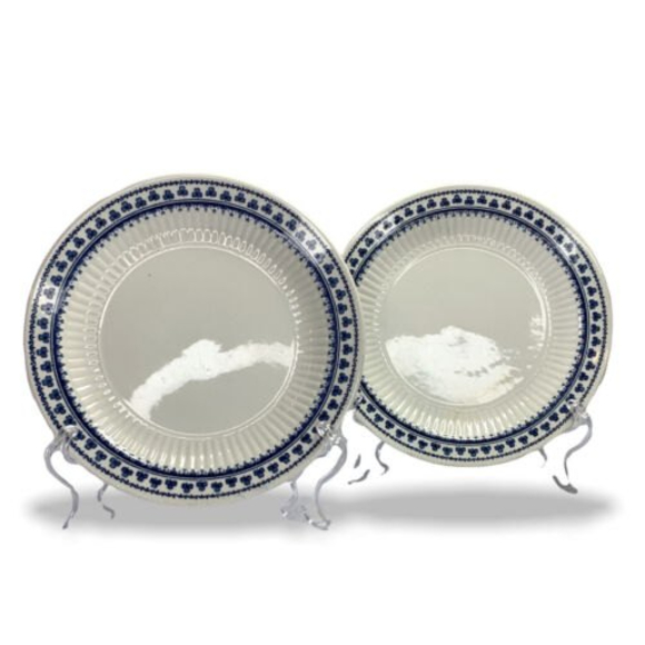 ADAMS Brentwood Real English Ironstone Bread & Butter Plates 2 Blue Shamrock VTG - Picture 3 of 9